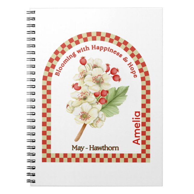 Cuaderno de flores personalizado del mes de mayo d (Frente)