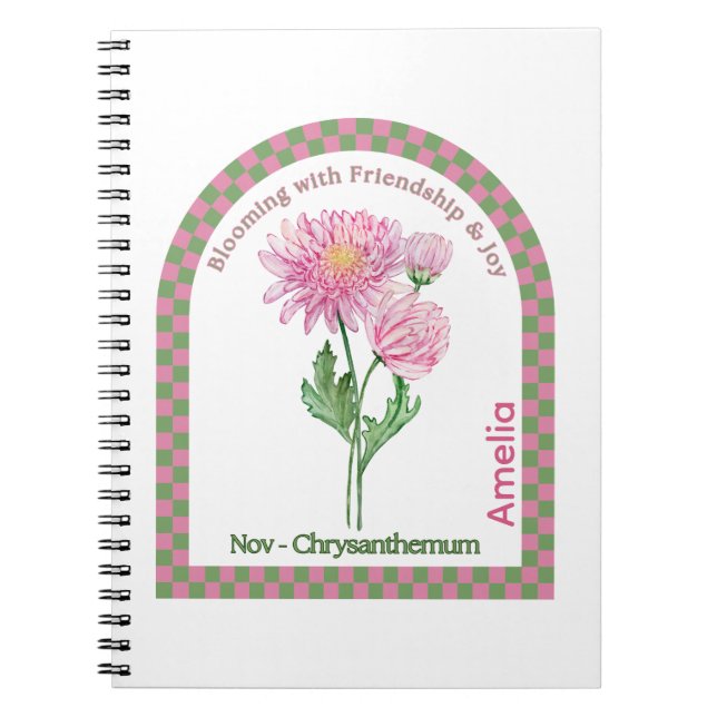 Cuaderno de flores personalizado del mes de noviem (Frente)