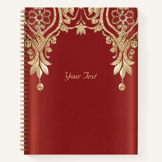 Cuaderno de Flores Rojas de Oro Moderno (Anverso)