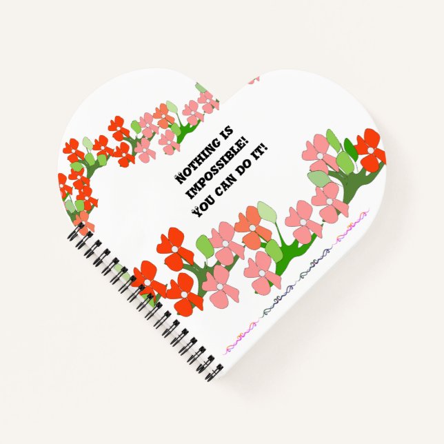 Cuaderno de flores rojas de trabajo en equipo (Anverso)
