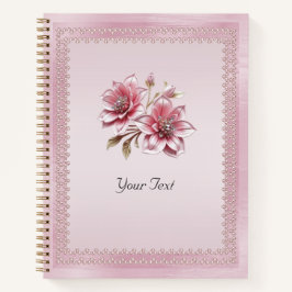 Cuaderno de Flores Rosadas Modernas