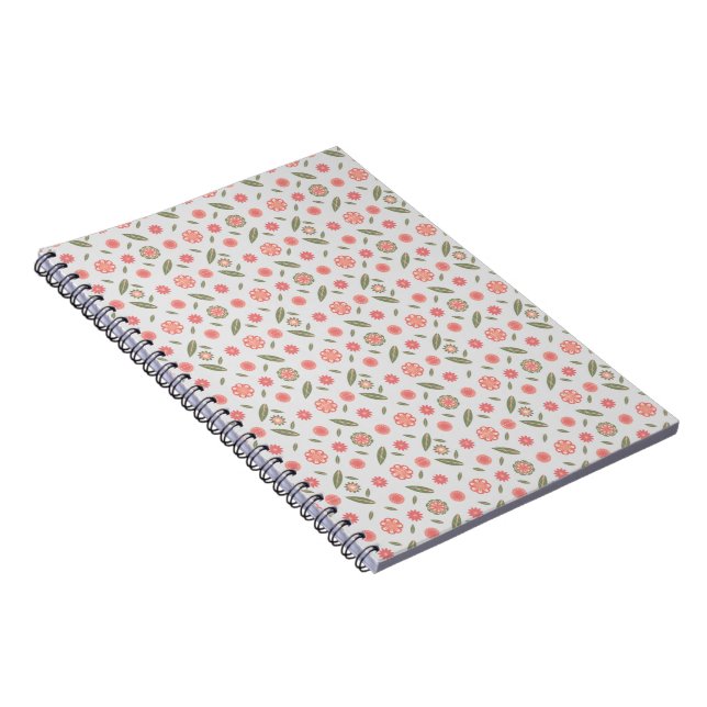 Cuaderno de flores rosas y verdes (Lado Derecho)