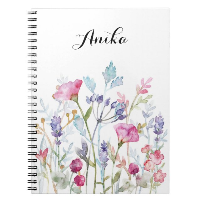 Cuaderno de flores silvestres rosas (Frente)