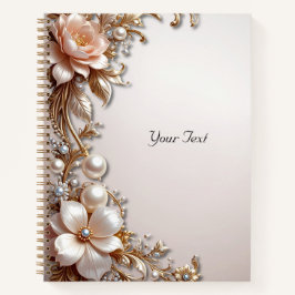Cuaderno de Flores Suaves Rosadas y Blancas