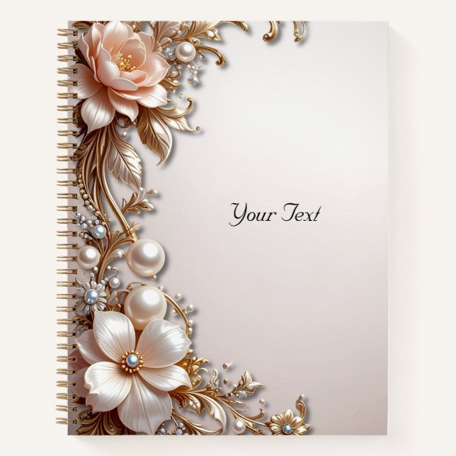 Cuaderno de Flores Suaves Rosadas y Blancas (Anverso)