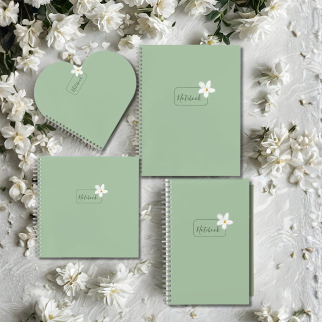 Cuaderno de flores verde minimalista personalizado (Subido por el creador)
