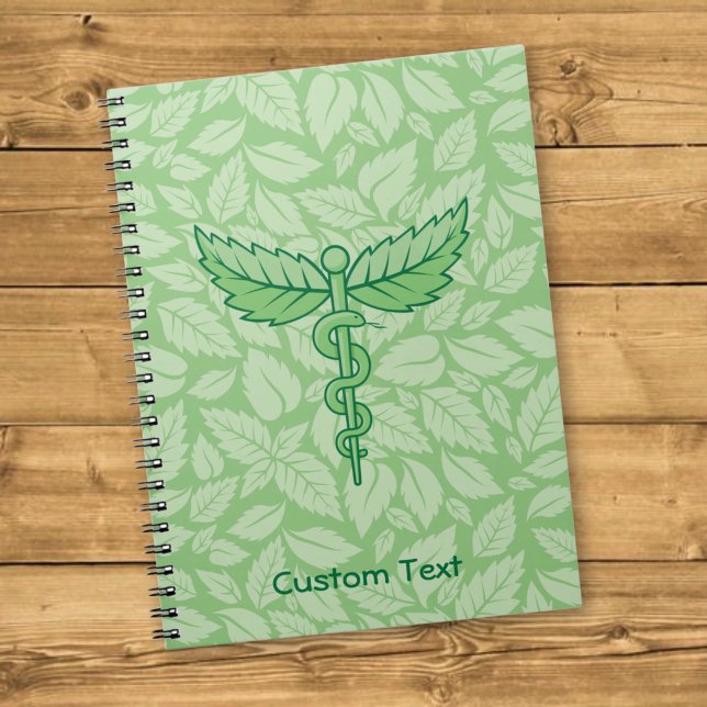Cuaderno de fondo con caduceo y hojas (Subido por el creador)