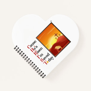 Cuaderno de forma cardíaca con acrónimo de Cristo