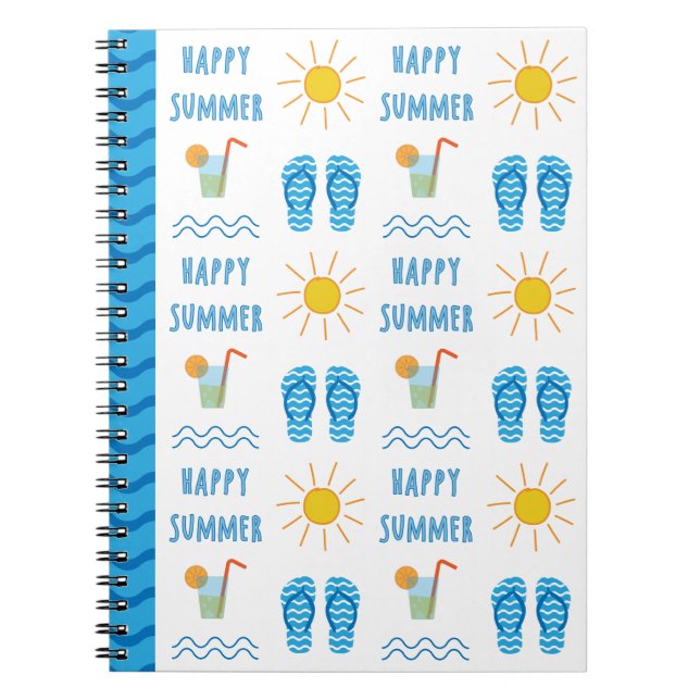 Cuaderno de fotos con patrón feliz de verano (Frente)