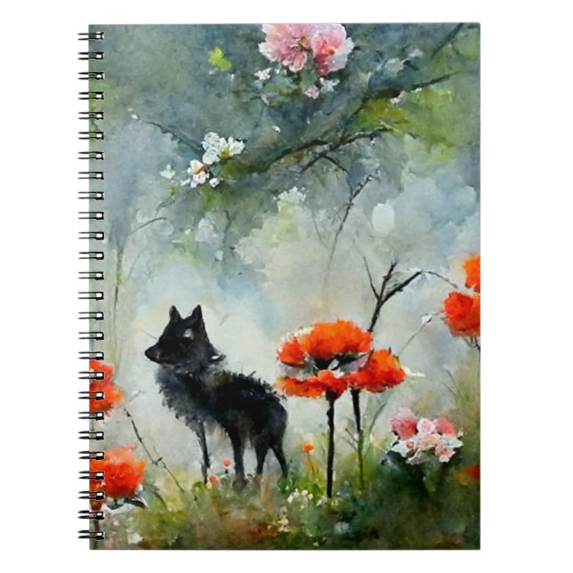 Cuaderno de fotos de animales salvajes con flores (Frente)