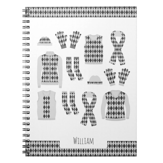 Cuaderno de fotos de artículos con patrón Argyle g (Frente)