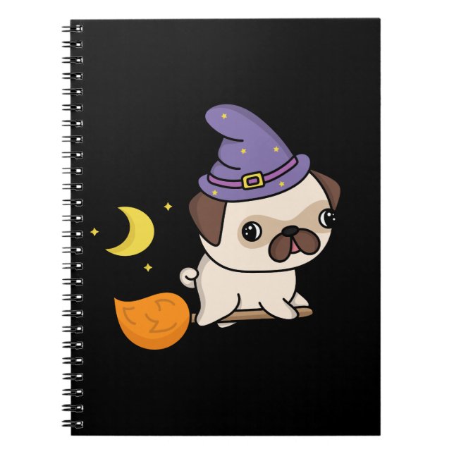 Cuaderno de fotos de bruja pug (Frente)