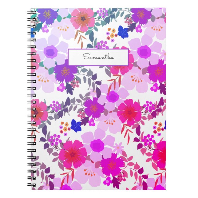 Cuaderno de fotos de color de agua rosa con espira (Frente)