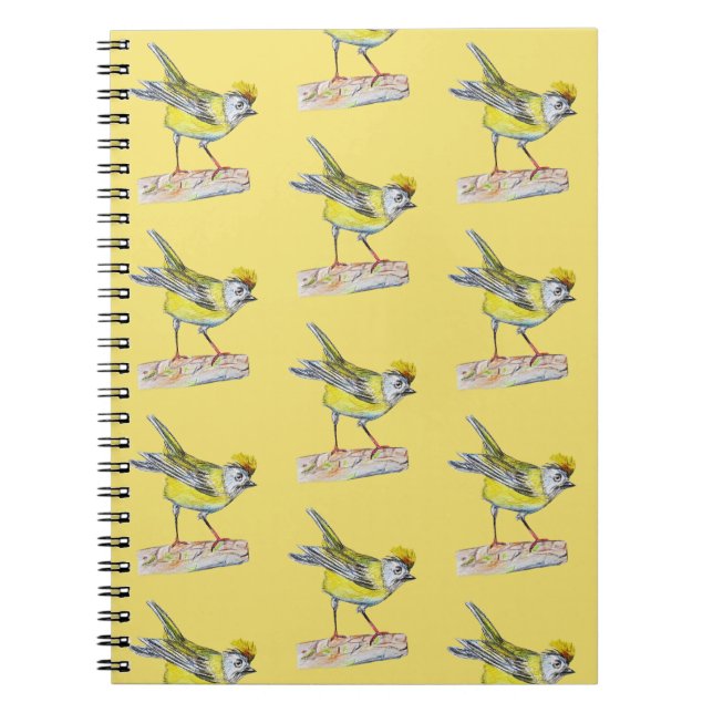 Cuaderno de fotos de dibujos de aves amarillas (Frente)