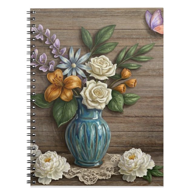 Cuaderno de Fotos de Floral en Espiral 3D (Frente)