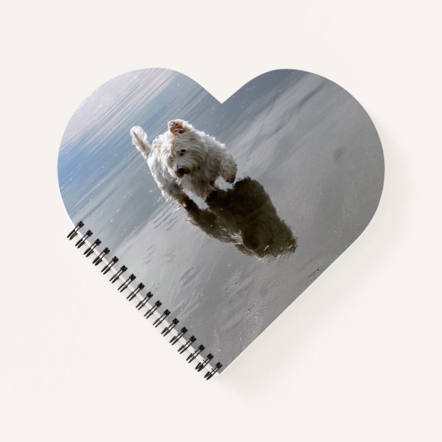 Cuaderno de fotos de reflexión de Westie en la pla (Anverso)