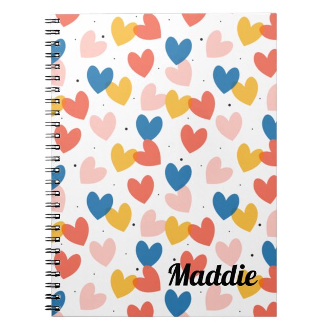 Cuaderno de Fotos en Espiral con Patrón de Corazón (Frente)