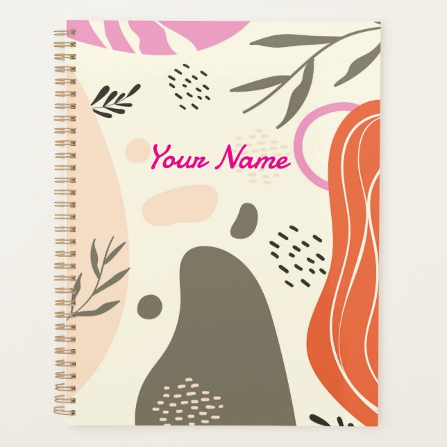 Cuaderno de fotos en espiral de arte de hojas boho (Anverso)