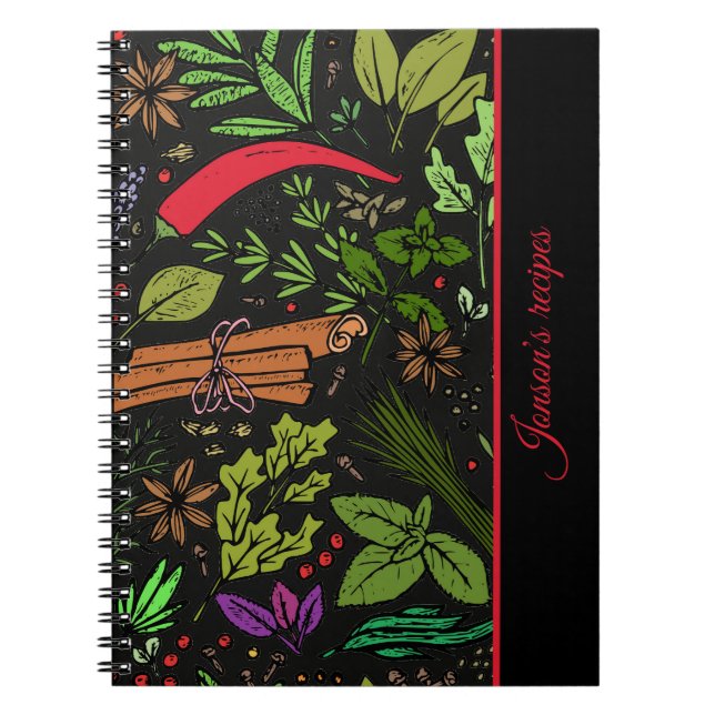 Cuaderno de fotos en espiral de cocina con patrón  (Frente)