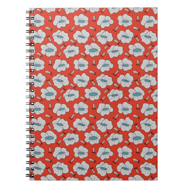 Cuaderno de Fotos en espiral de Floral Naranja (Frente)