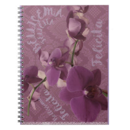 Cuaderno de fotos en espiral de orquídea púrpura v