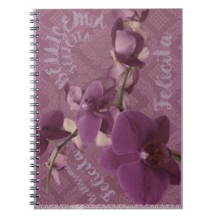 Cuaderno de fotos en espiral de orquídea púrpura v
