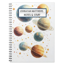 Cuaderno de fotos en espiral de planetas con tema
