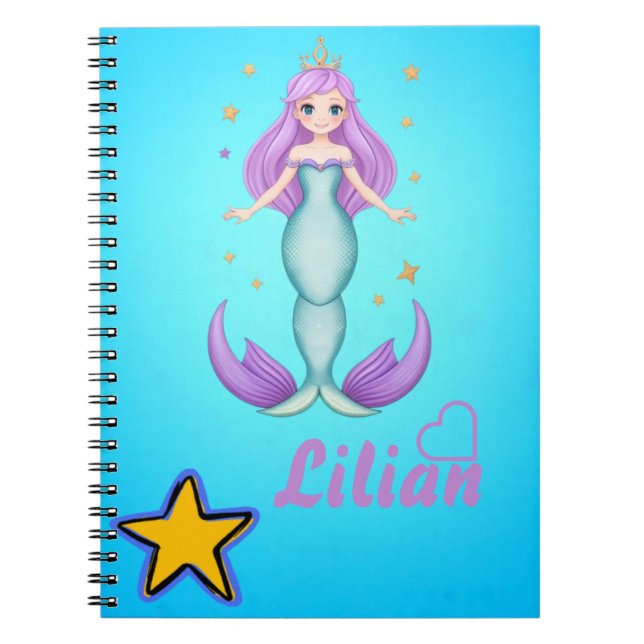 Cuaderno de Fotos en espiral de Sirena con tu nomb (Frente)