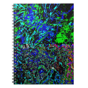 Cuaderno de fotos espiral abstracto con brillo azu
