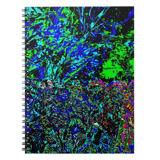 Cuaderno de fotos espiral abstracto con brillo azu (Frente)