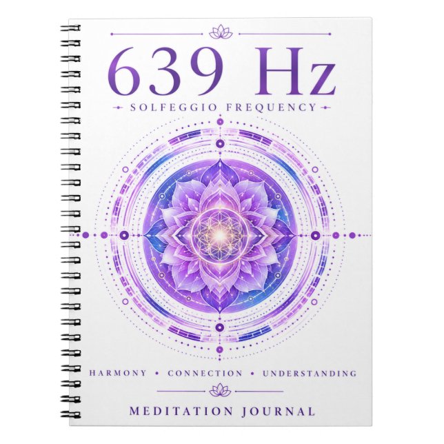 Cuaderno de frecuencia Solfeggio de 639 Hz – Harmo (Frente)