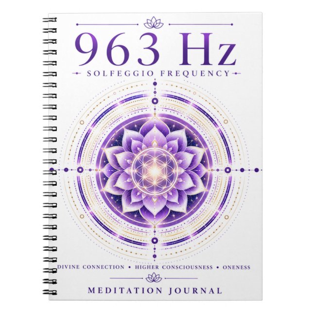 Cuaderno de frecuencia Solfeggio de 963 Hz – Conex (Frente)