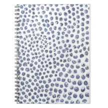 Cuaderno de Frutas de Arándanos Acuarela Azul Blan
