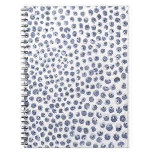 Cuaderno de Frutas de Arándanos Acuarela Azul Blan