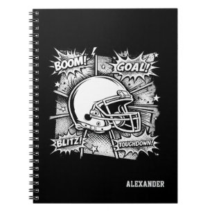 Cuaderno de fútbol de cómic en blanco y negro
