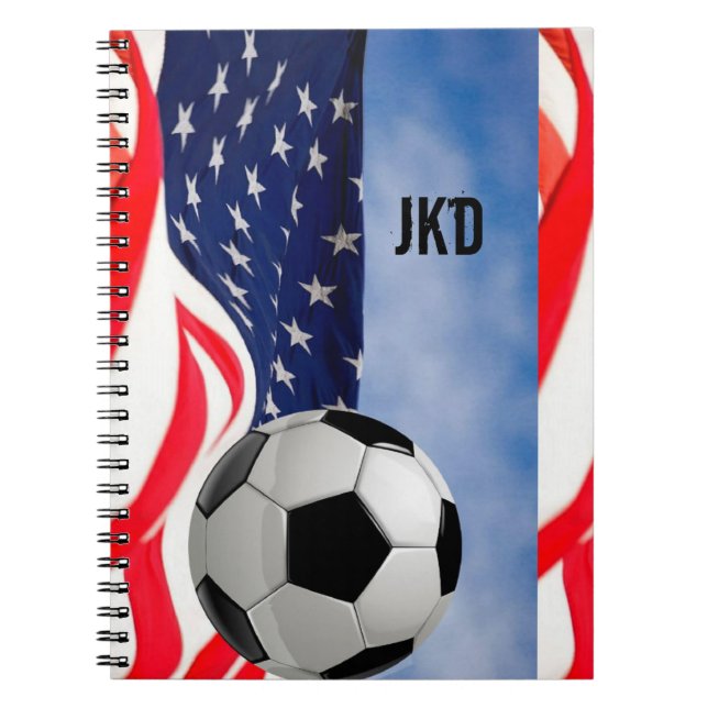 Cuaderno de fútbol de EE. UU. con tu monograma (Frente)