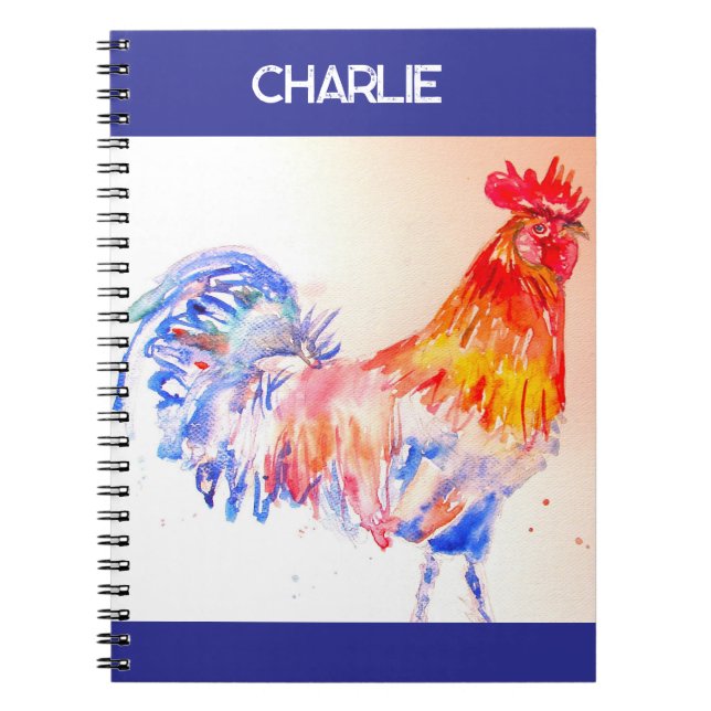 Cuaderno de gallo acuarela gallina niños niños (Frente)