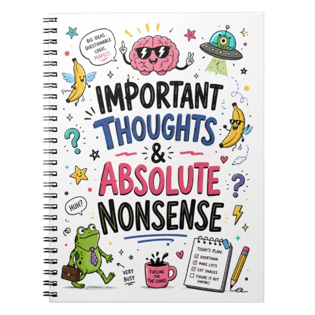 Cuaderno de garabatos divertidos con pensamientos  (Frente)