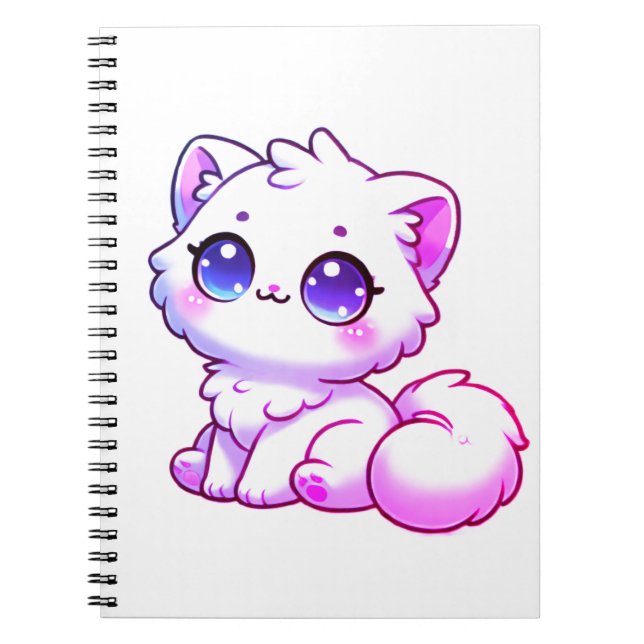 Cuaderno de gatito lindo kawaii esponjoso (Frente)