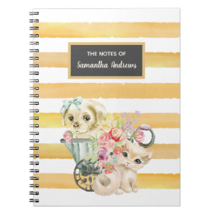 Cuaderno de gatitos y perros felices