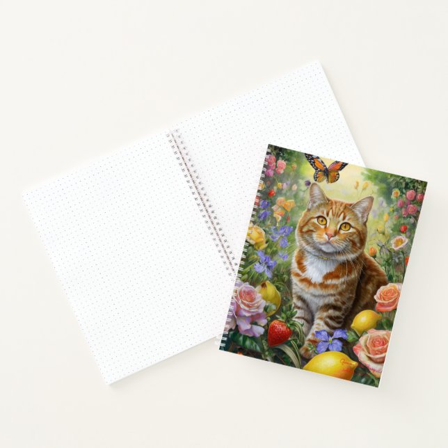 Cuaderno de gato atigrado con flores (Interior)