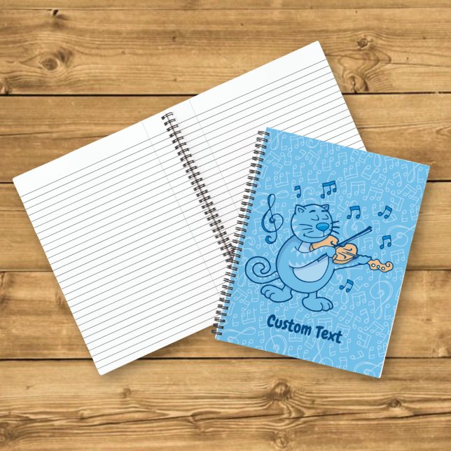 Cuaderno de gato azul con violín (Subido por el creador)