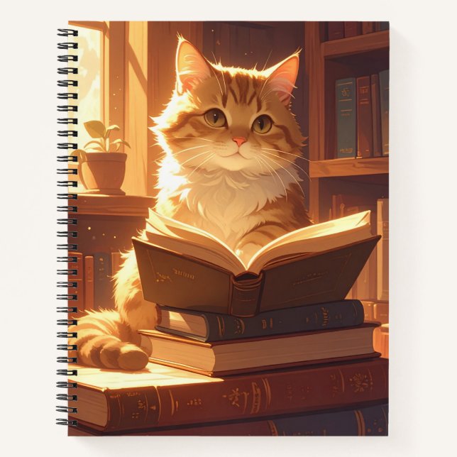 Cuaderno de gato de lectura acogedor (Anverso)