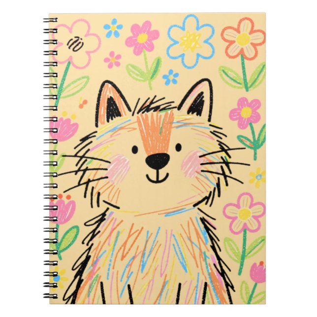 Cuaderno de Gato Garabato Amarillo Crema Suave (Frente)