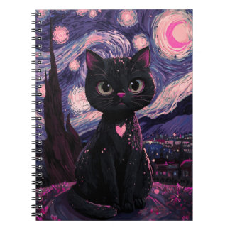 Cuaderno de Gato Negro Noche Estrellada | Celestia
