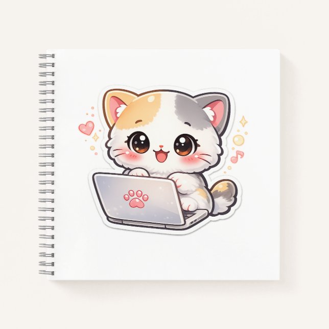 Cuaderno de gato portátil Kawaii | Diario de gatit (Anverso)