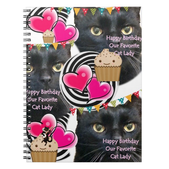 Cuaderno de gatos de cumpleaños feliz (Frente)