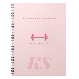 Cuaderno de Gimnasio Rosa con Iniciales de Monogra