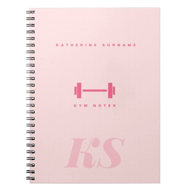 Cuaderno de Gimnasio Rosa con Iniciales de Monogra (Frente)