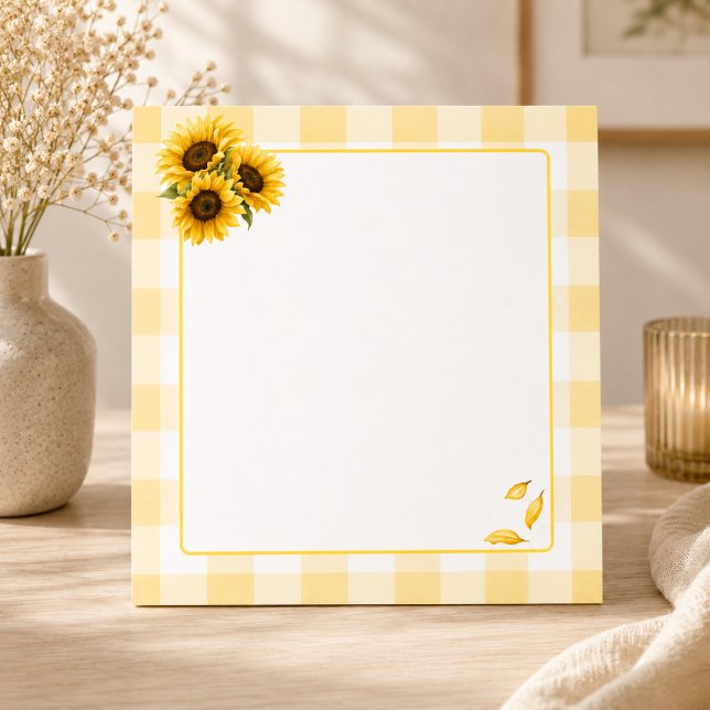 Cuaderno de gingham de girasol (Sunflower Gingham Notepad)